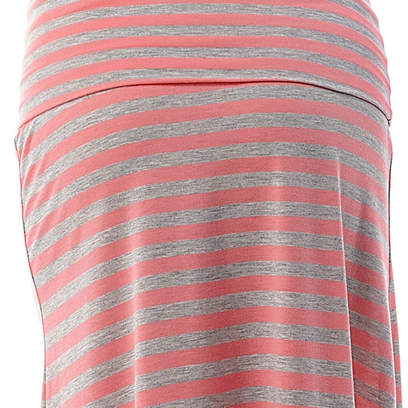 Charcoal & Coral Striped Maxi Skirt | MADE IN USA - Picture 5 of 5